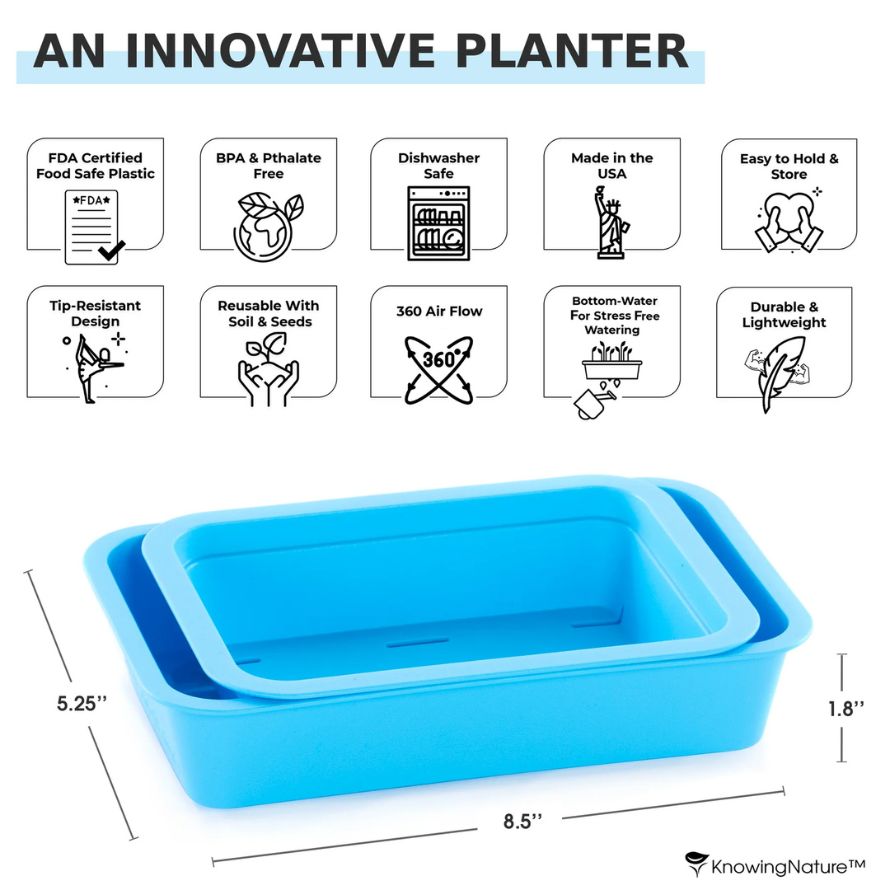Microgreens Planter – Knowing Nature – Sky Blue